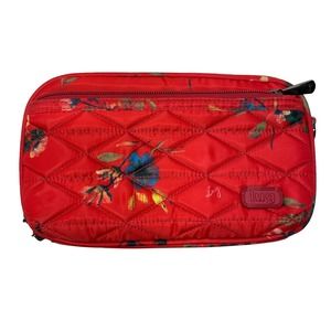 Lug Roundabout Convertible Wallet Red Floral Print Purse Handbag Belt Bag